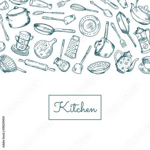 Vector background with kitchen utensils