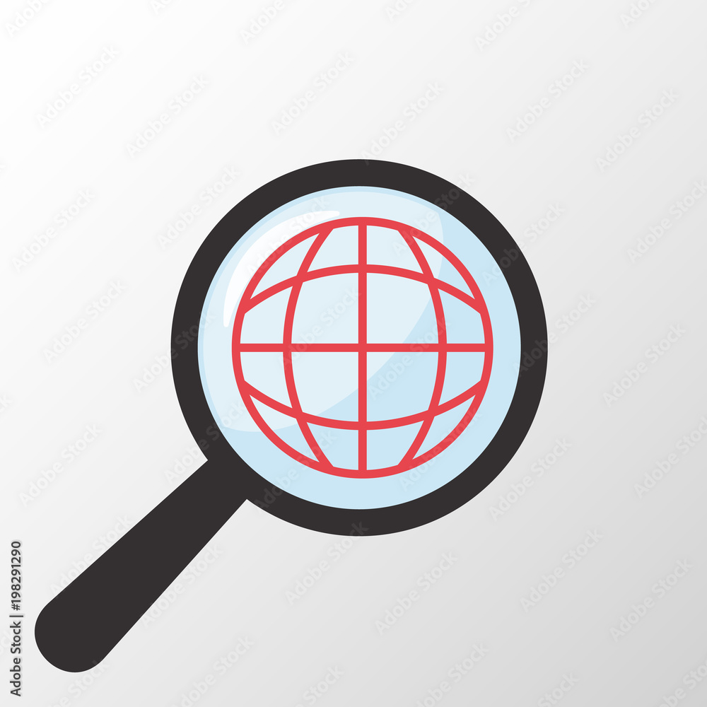 World Globe Icon Magnifying Glass World Globe Icon Magnifying Glass