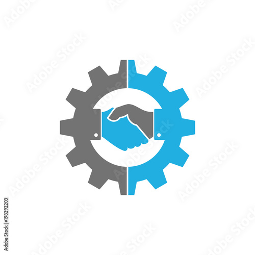 Handshake Gear Logo Icon Design