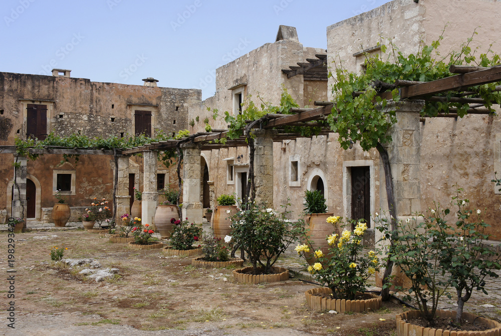 Crete, the courtyard of the monastery Arkadi