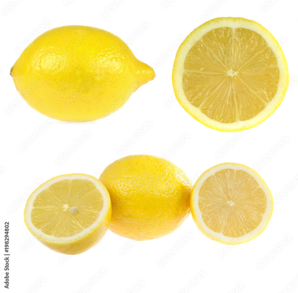 Lemons set. Isolated on white background