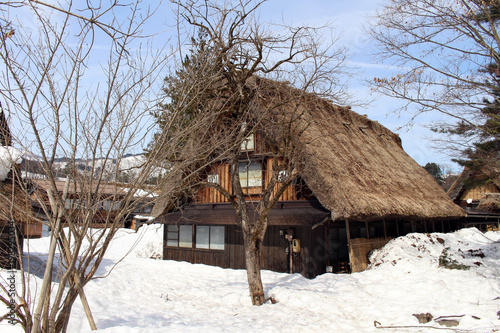 The world heritage, Shirakawa-go which houses are covered by snow