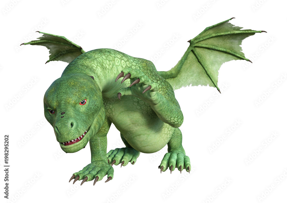 3D Rendering Fantasy Hatchling Dragon on White 3D Rendering Fantasy Hatchling Dragon on White