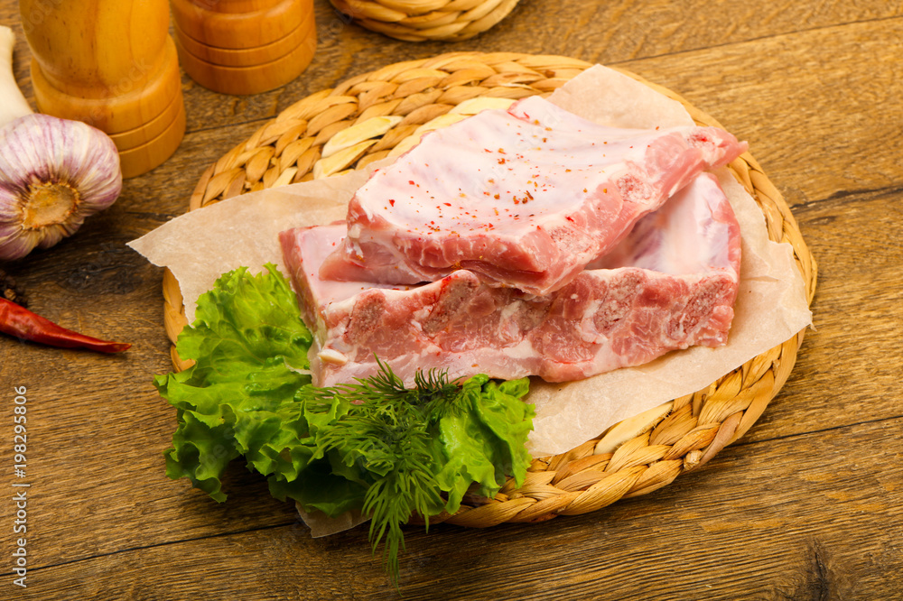 Raw pork ribs