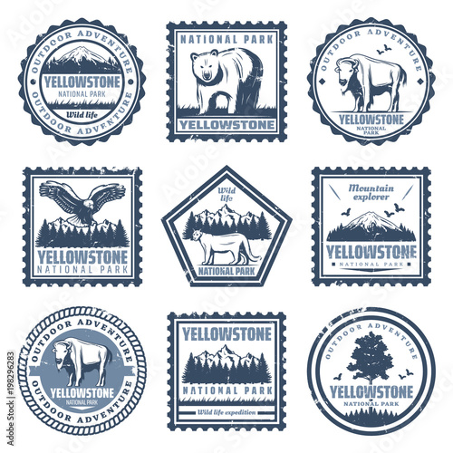 Vintage National Park Stamps Set