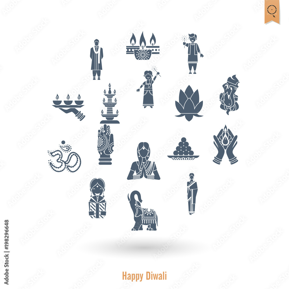 Diwali. Indian Festival Icons Diwali. Indian Festival Icons