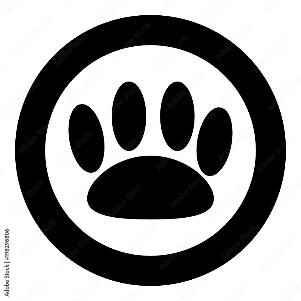 Animal footprint the black color icon in circle or round Animal footprint the black color icon in circle or round