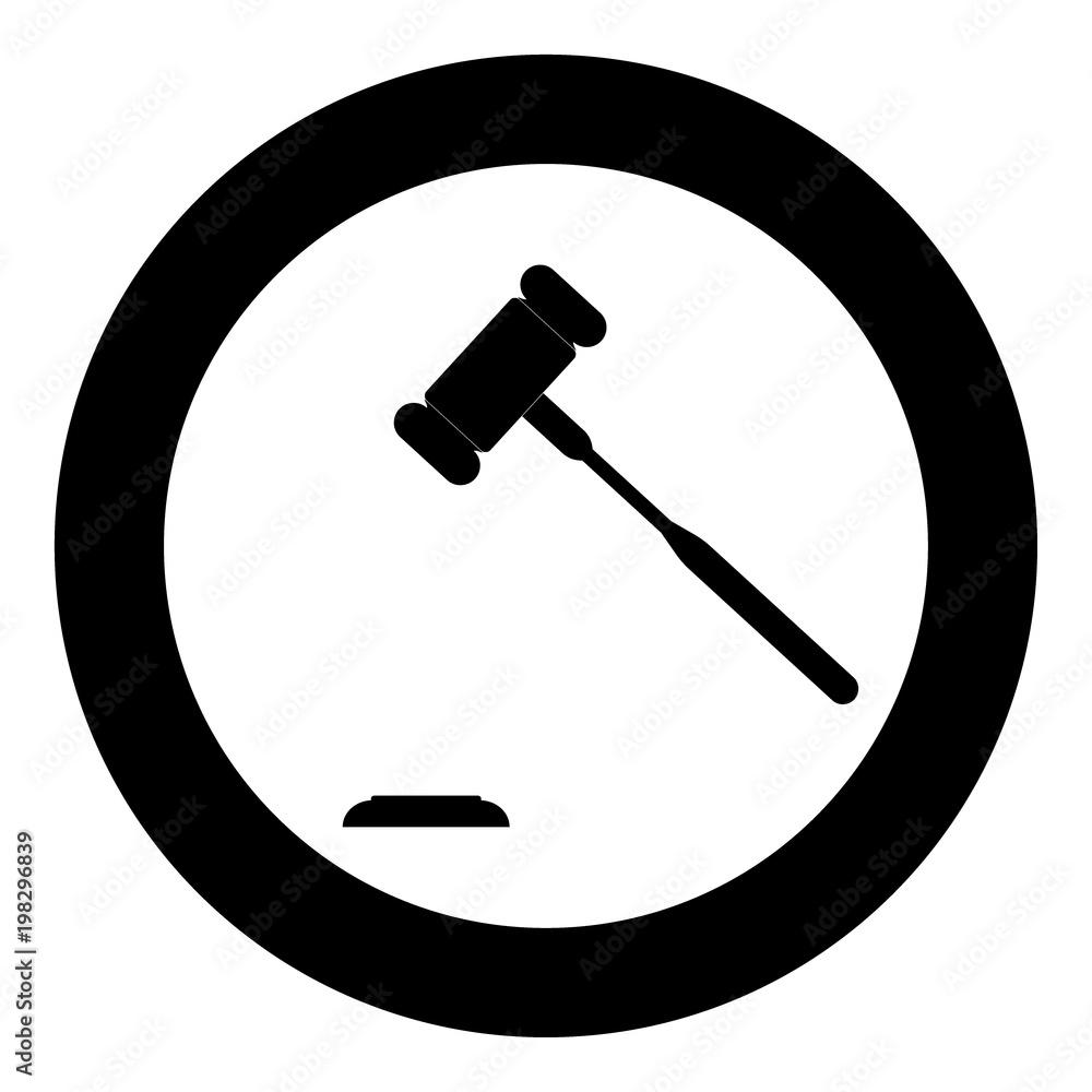 The judicial hammer the black color icon in circle or round The judicial hammer the black color icon in circle or round