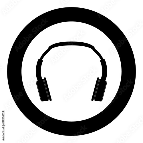 Headphones the black color icon  in circle or round