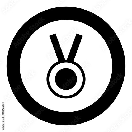 Medal the black color icon  in circle or round