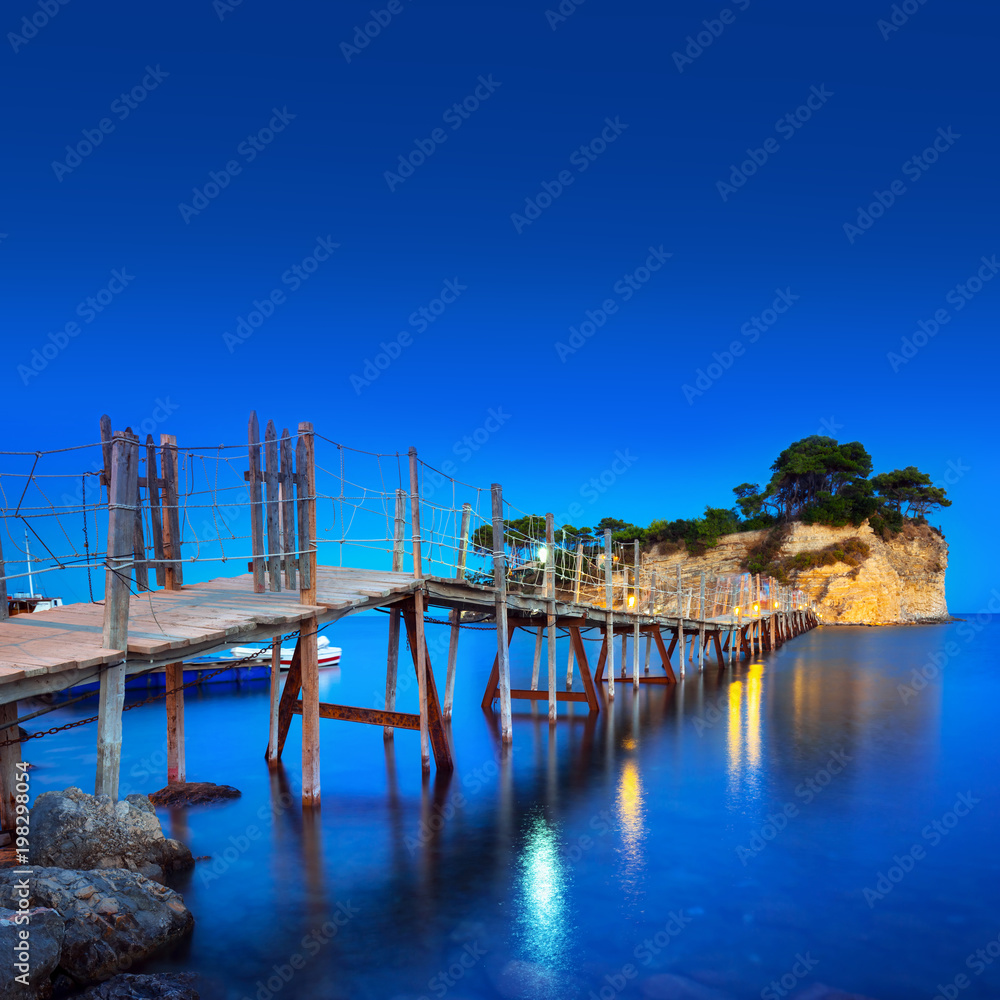 Hanging bridge to the island at Zakhynthos,Greece