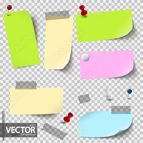 empty colored papers with accessories with vector transparency