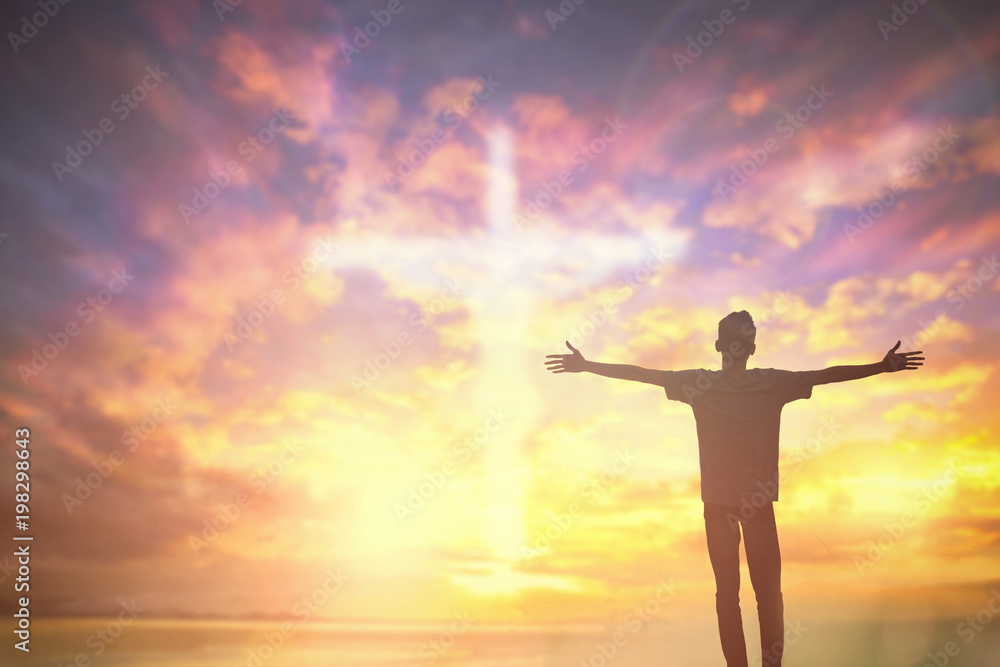 Worship Hands Raised Cross