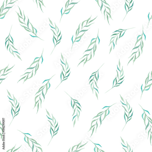 Watercolor seamless pattern with palm leaves. Can be used for packaging,cards,printing on fabric.