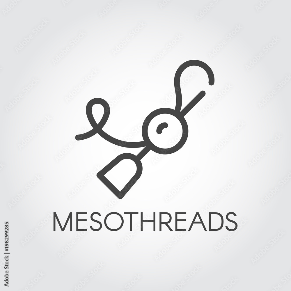 Mesotherapy icon in linear design. Cosmetology, medical procedure concept logo. Anti-aging prophylactic theme. Skin therapy meso thread label. Vector illustration Mesotherapy icon in linear design. Cosmetology, medical procedure concept logo. Anti-aging prophylactic theme. Skin therapy meso thread label. Vector illustration