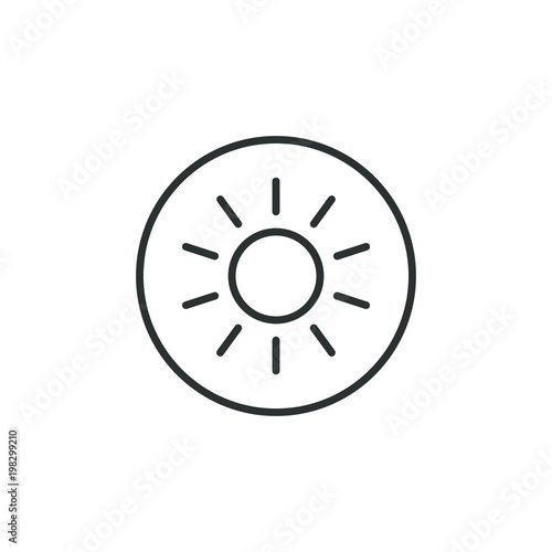 Black and white sun icon in the round frame