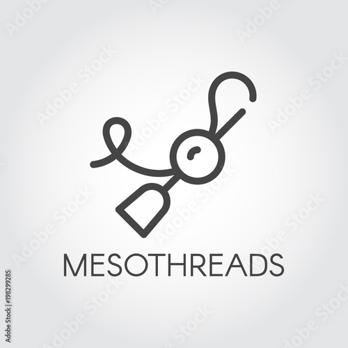 Mesotherapy icon in linear design. Cosmetology, medical procedure concept logo. Anti-aging prophylactic theme. Skin therapy meso thread label. Vector illustration