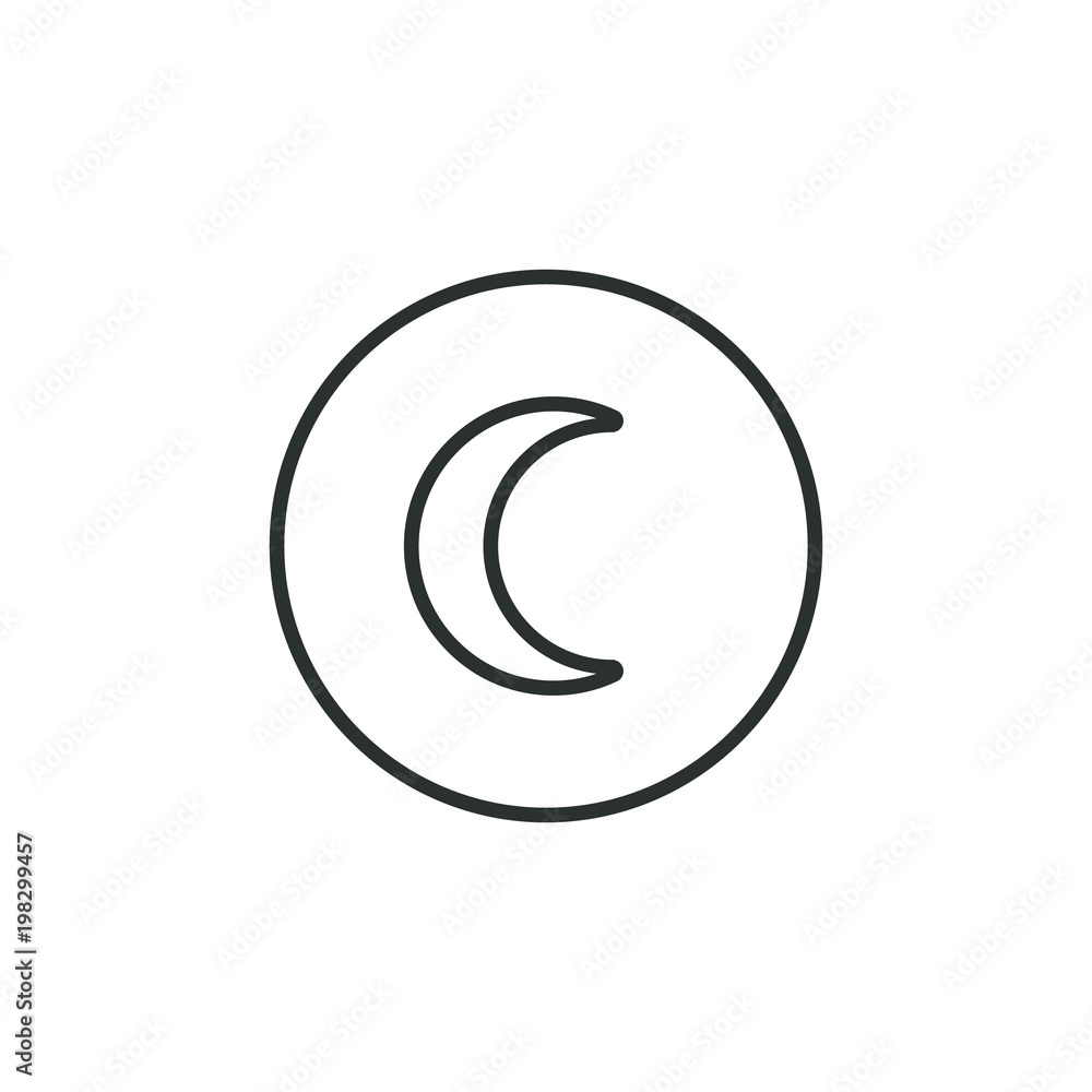 Fototapeta premium Black and white moon icon in the round frame
