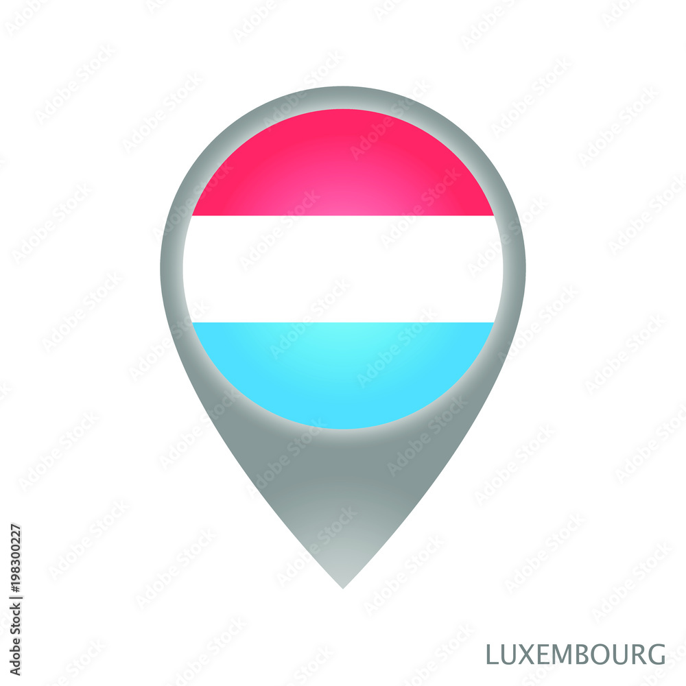 Map pointer with flag of Luxembourg. Gray abstract map icon. Vector Illustration. Map pointer with flag of Luxembourg. Gray abstract map icon. Vector Illustration.