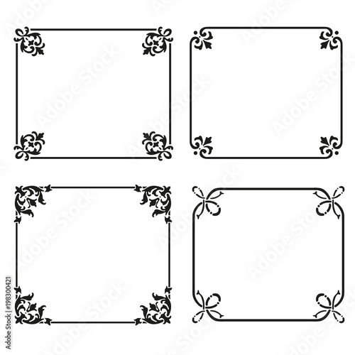 Decorative frames and borders backgrounds vintage design elements set