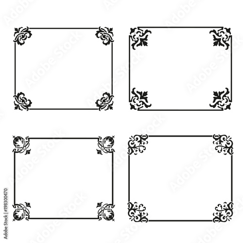 Decorative frames and borders backgrounds vintage design elements set