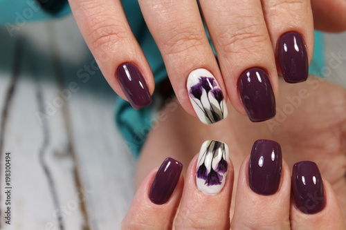 fashionable purple manicure