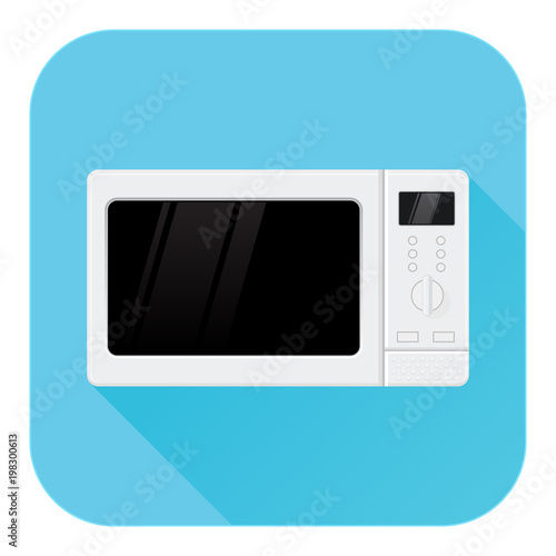 Microwave oven. Flat design. Blue icon