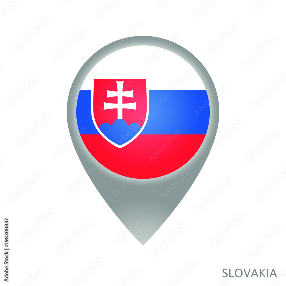 Fototapeta premium Map pointer with flag of Slovakia. Gray abstract map icon. Vector Illustration.