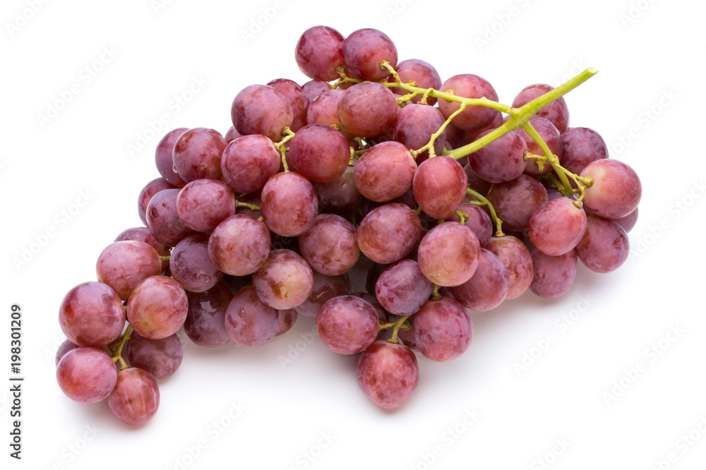 Ripe red grape isolated on white.