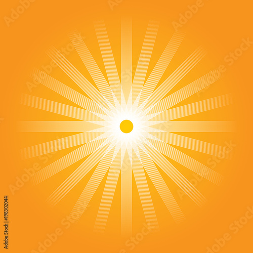 Artistic orange sun illustration with vibrant color