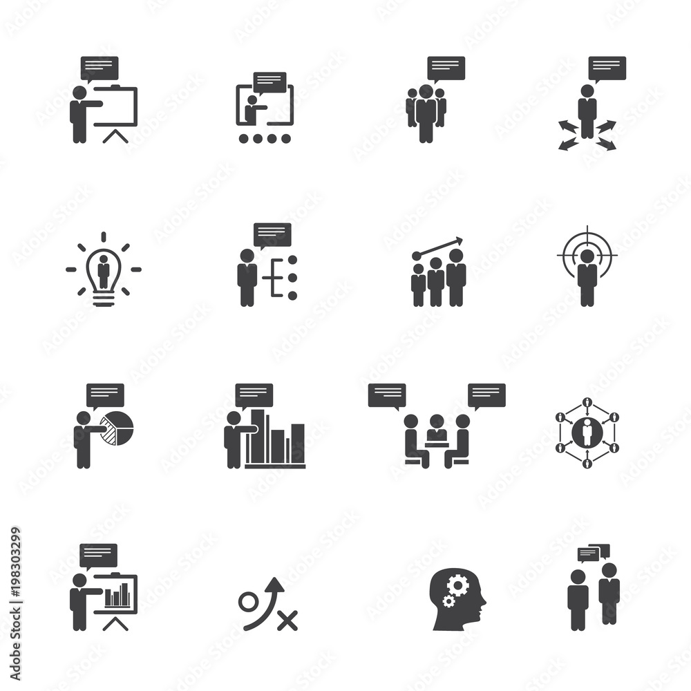 Business training icon set. Flat design icons for business, consulting, finance, management, career, human resources. Business training icon set. Flat design icons for business, consulting, finance, management, career, human resources.