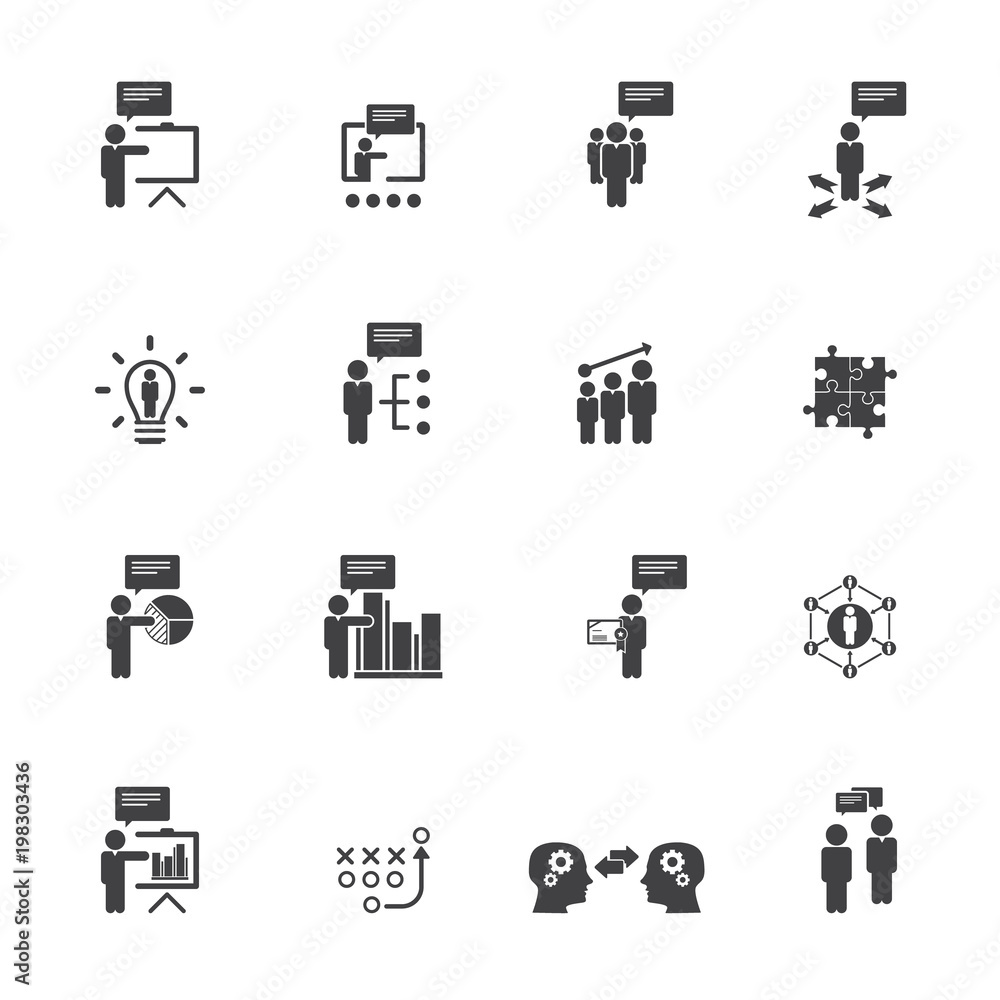 Business training icon set. Flat design icons for business, consulting, finance, management, career, human resources. Business training icon set. Flat design icons for business, consulting, finance, management, career, human resources.