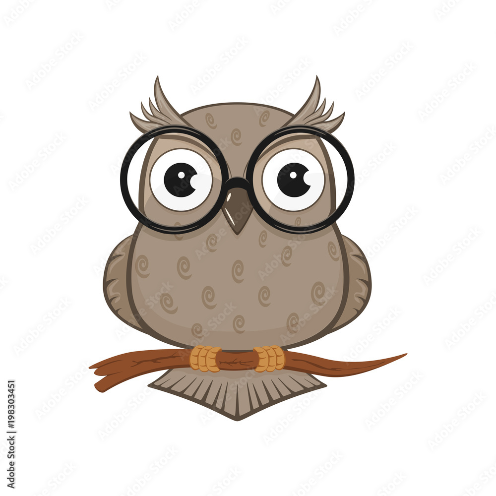 Owl with glasses Stock Vector | Adobe Stock