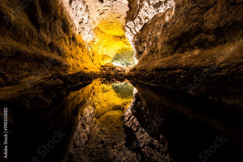 Green cave (Cueva de los Verdes) in Lanzarote, Canary Islands, Spain