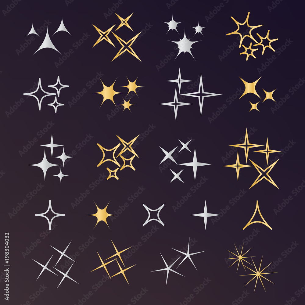 Sparkle lights stars set. Glowing light effect star. Sparkle lights vector Sparkle lights stars set. Glowing light effect star. Sparkle lights vector