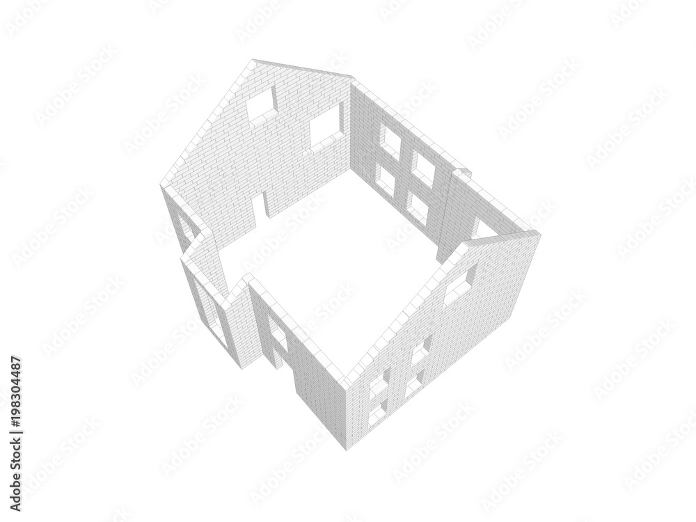 Fototapeta premium 3d illustration of a brick wall. Linear and tonal pattern. 3d modeling