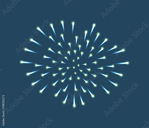 Fireworks Sparkles on Blue Sky Background Vector