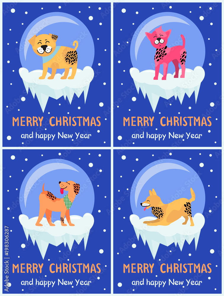 Fototapeta premium Merry Christmas and Happy New Year Dog Symbol