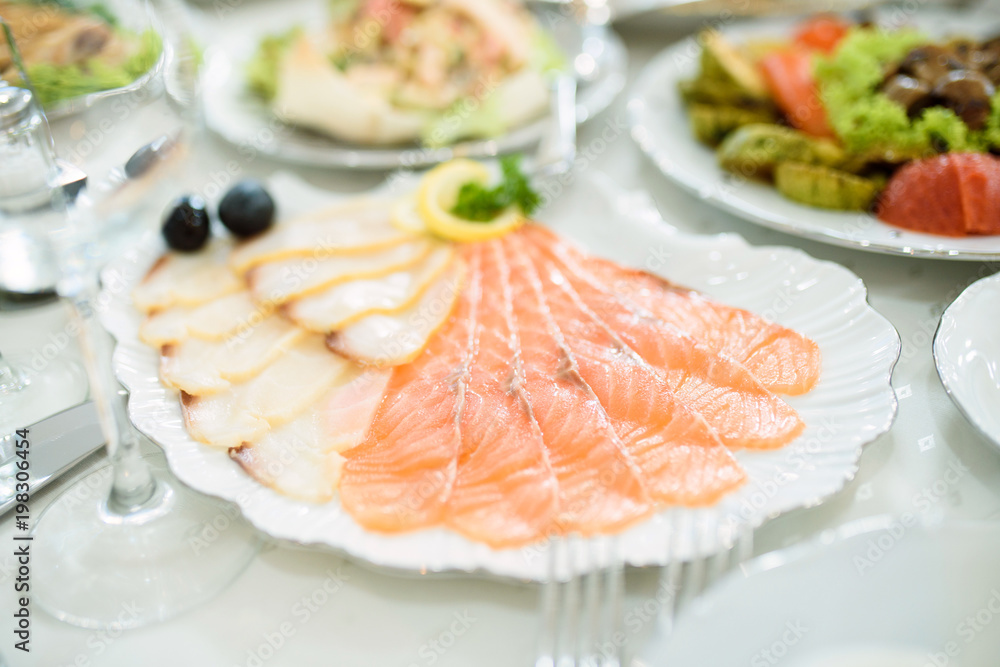 Red and White Fish on Plate Red and White Fish on Plate