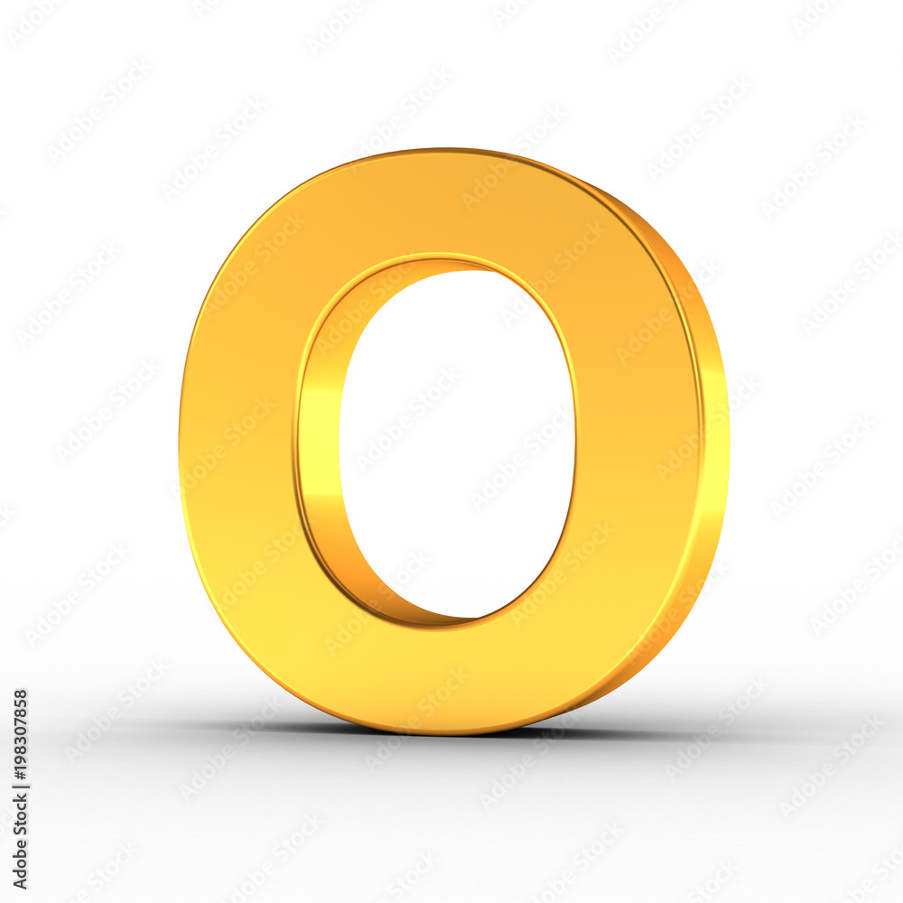 The letter O as a polished golden object with clipping path The letter O as a polished golden object with clipping path