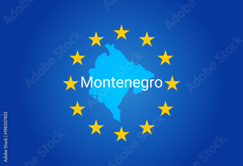 EU - European Union flag and Map of Montenegro. vector