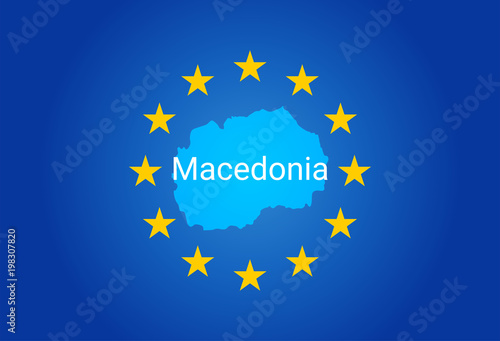 EU - European Union flag and Map of Macedonia. vector
