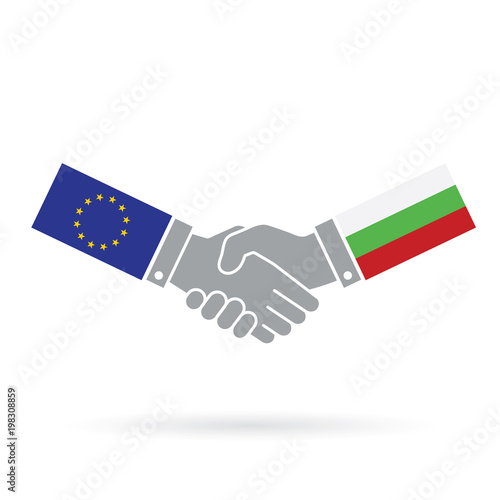 European union and Bulgaria handshake business agreement.