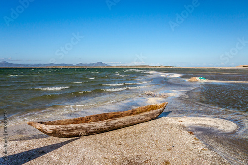 Fishing boats on the salted lake photo