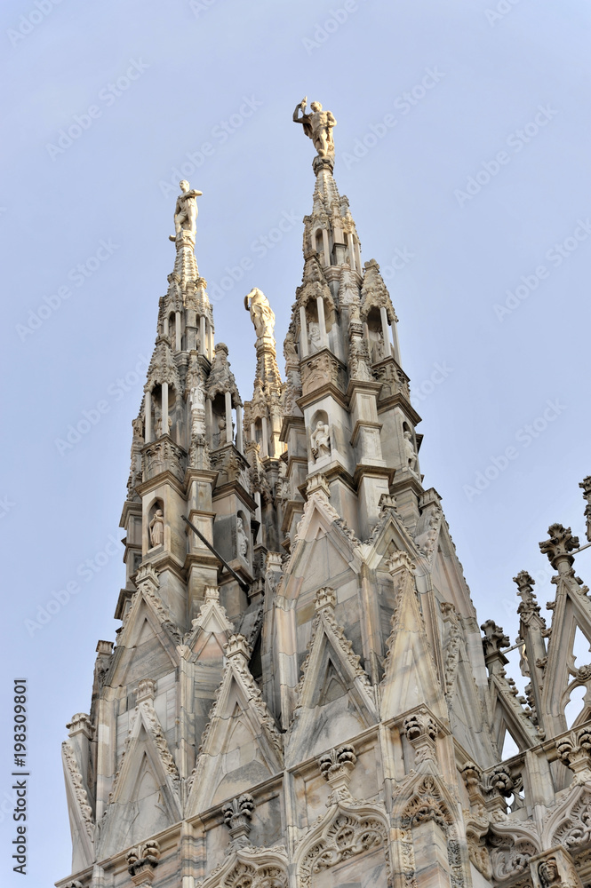 Türme, Mailänder Dom, Duomo, Baubeginn 1386, Fertigstellung 1858, Mailand, Milano, Lombardei, Italien, Europa, ÖffentlicherGrund, Europa