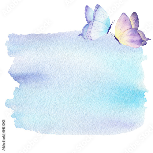 Watercolor background with butterfly. Can be used for your project and logo,w...