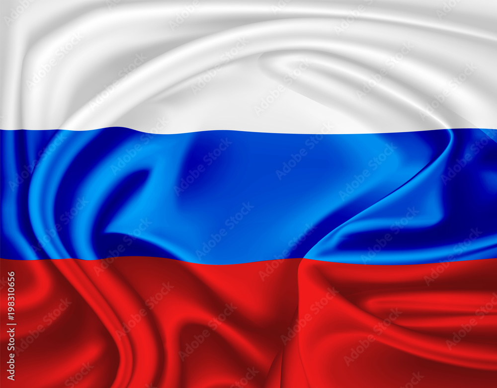 Vector realistic russian flag symbol satin drape Vector realistic russian flag symbol satin drape