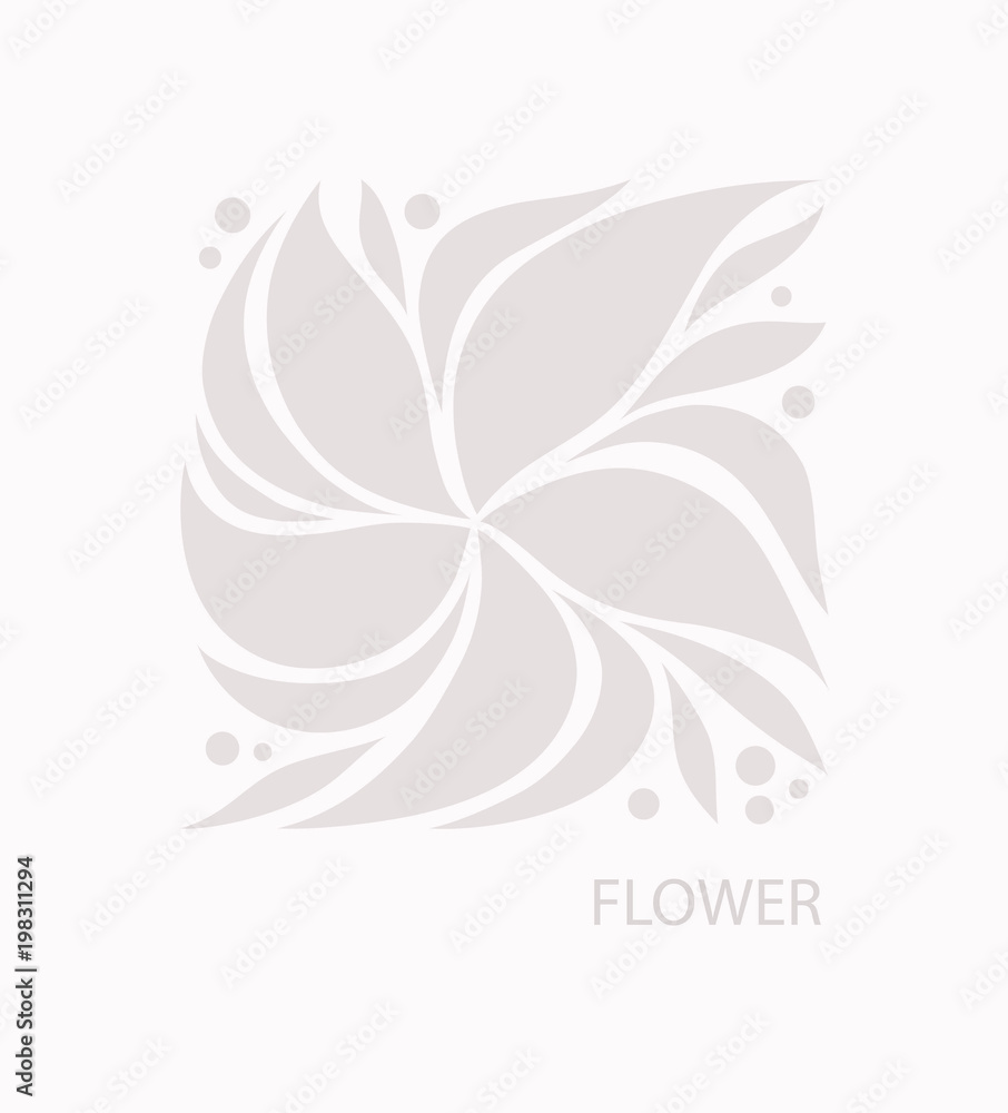 Fototapeta premium Flower with Petals Logo abstract design. Plant with Leaves sign. Floral decoration Symbol. Cosmetics and Spa Logotype concept. Square garden icon. 