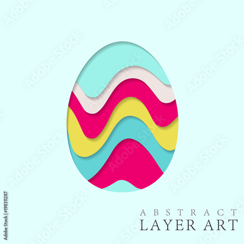 Easter Egg Abstract Layer Art with paper cut shapes. Vector design layout for business presentations, flyers, posters and invitations