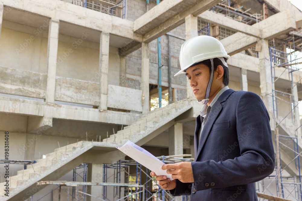 Engineers are inspecting work on site. Engineers are inspecting work on site.
